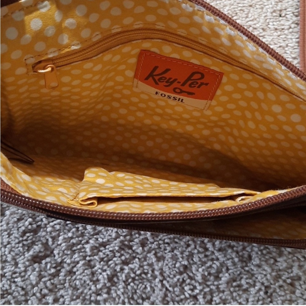 Fossil Key Per coated canvas Crossbody Bag Retro print. - Picture 7 of 7